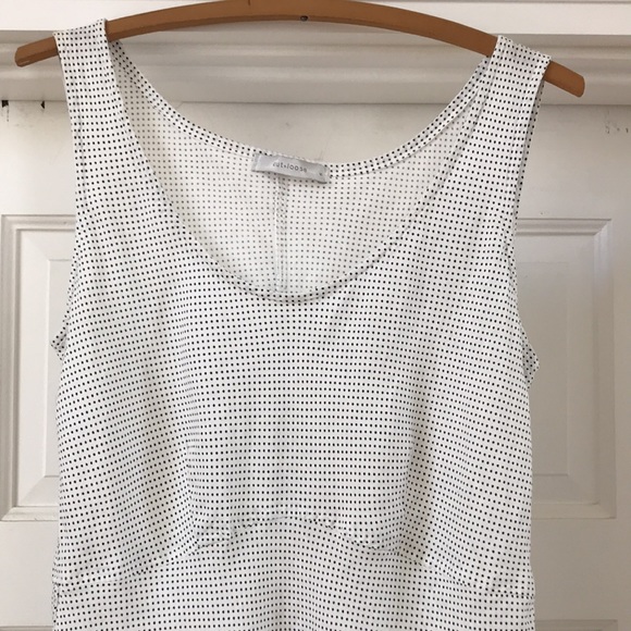 Cut Loose size Small linen sleeveless dress. Tiny black polka dots on white. EUC - Picture 3 of 8